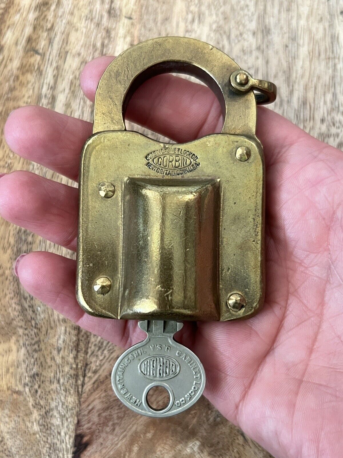 Vintage Antique Old Corbin Padlock With Key Lock
