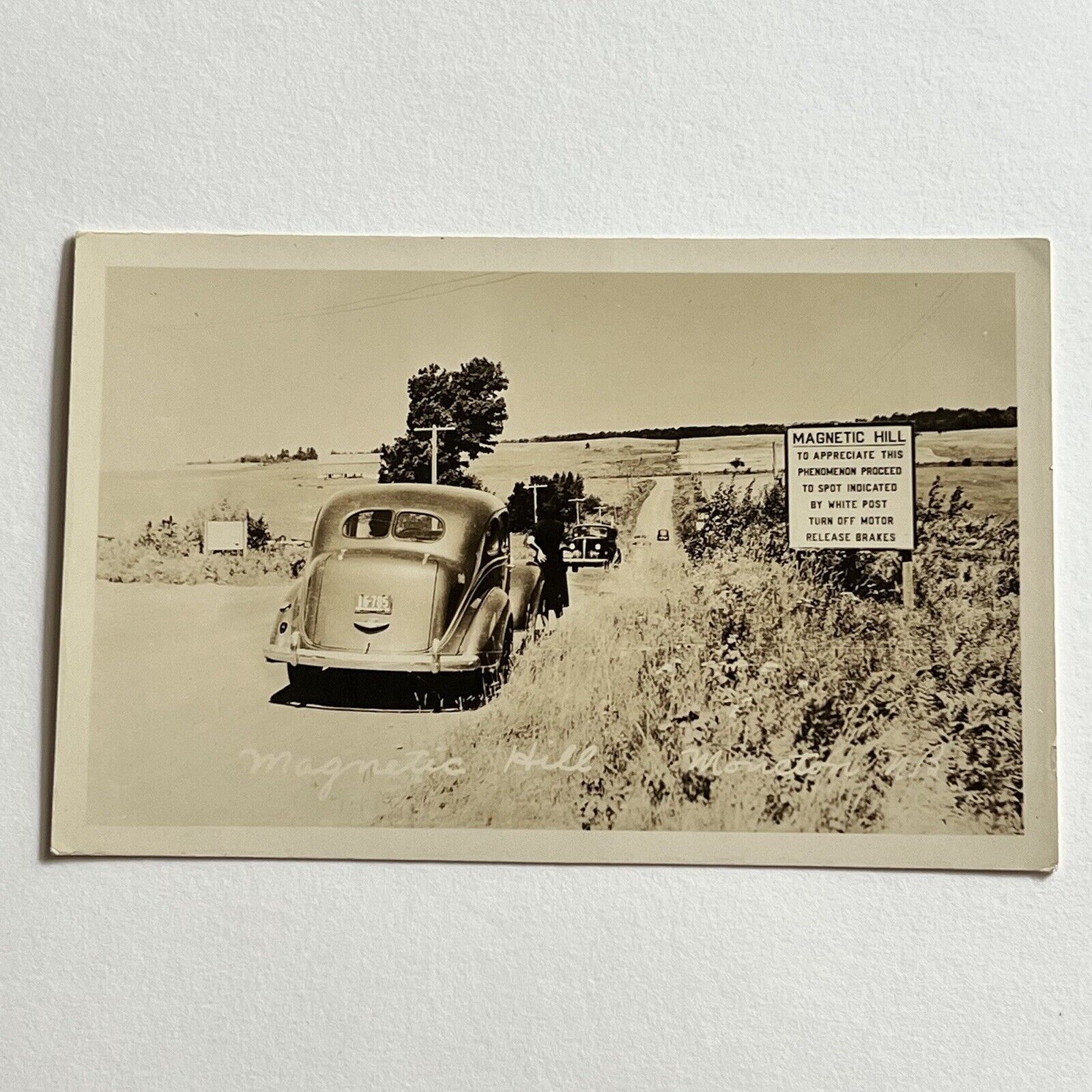 Vintage RPPC Real Photograph Postcard Magnetic Hill Car Moncton Canada NB