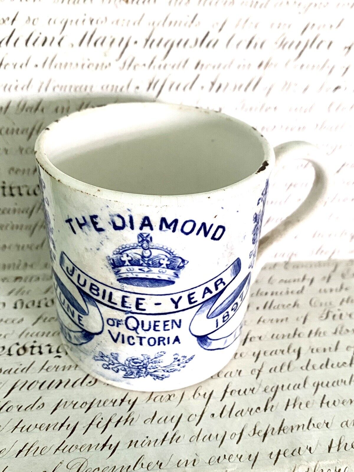 Antique Souvenir Mug The Diamond-Jubilee Year of Queen Victoria June 1897