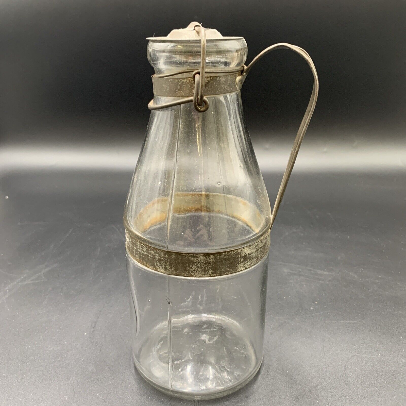 Antique A.G. Smalley One Quart Tin Top Milk Bottle No 3 Patented April 5, 1898