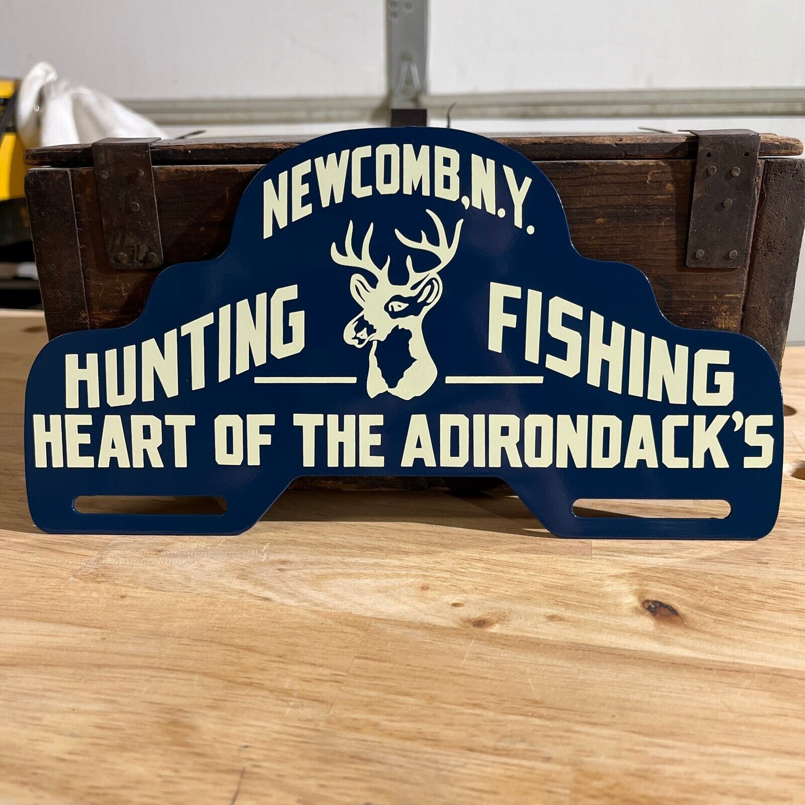 Newcomb New York Hunting Fishing Metal License Plate Tag Topper Sign Adirondacks