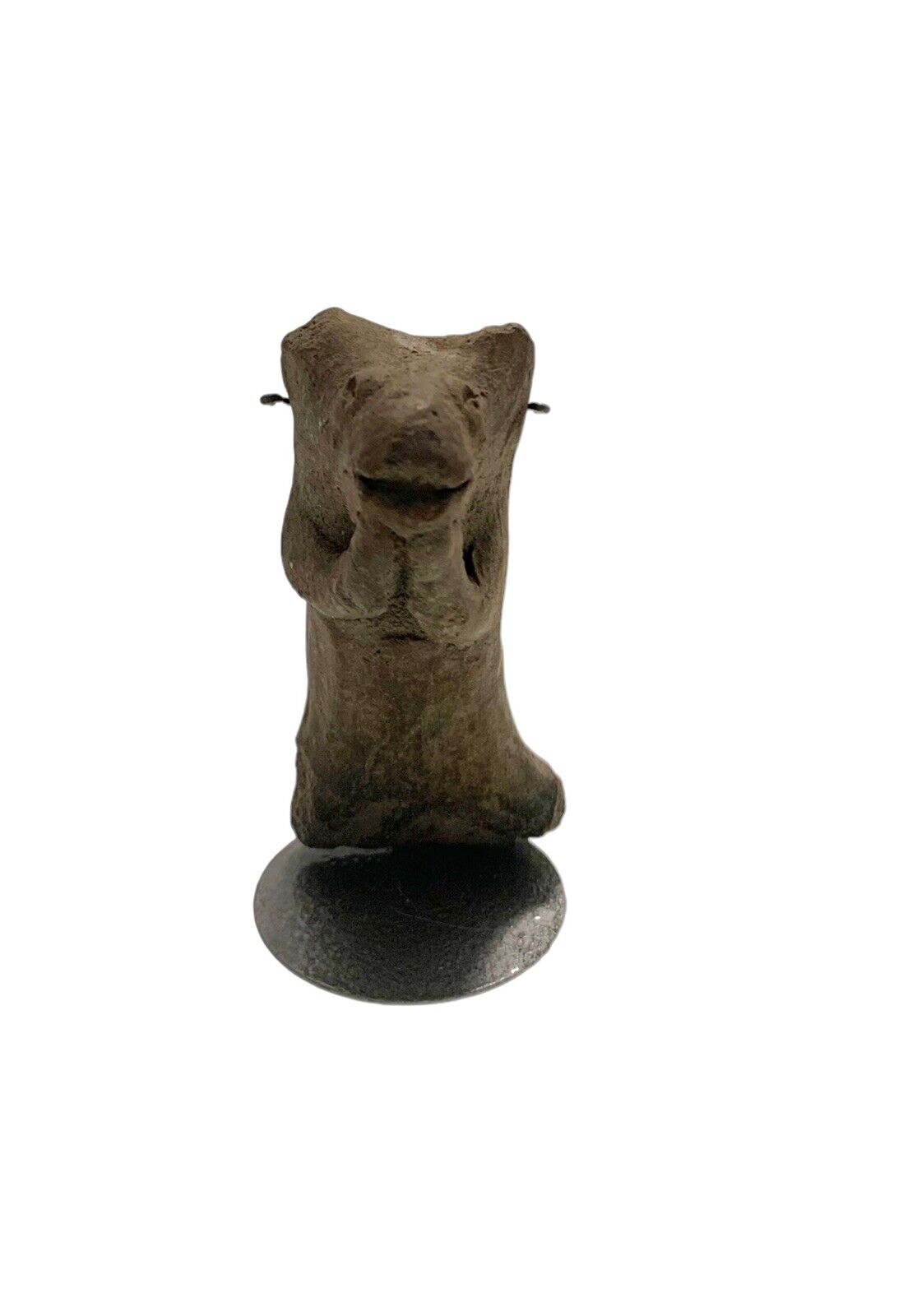 Artifact Pre-Columbian Small Toy Bear Figurine on Stand Collector Gift Decor
