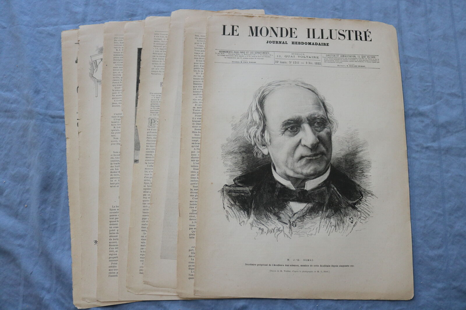 1882 DECEMBER 9 LE MONDE ILLUSTRE MAGAZINE - M. J.-B. DUMAS - FRENCH - NP 8457