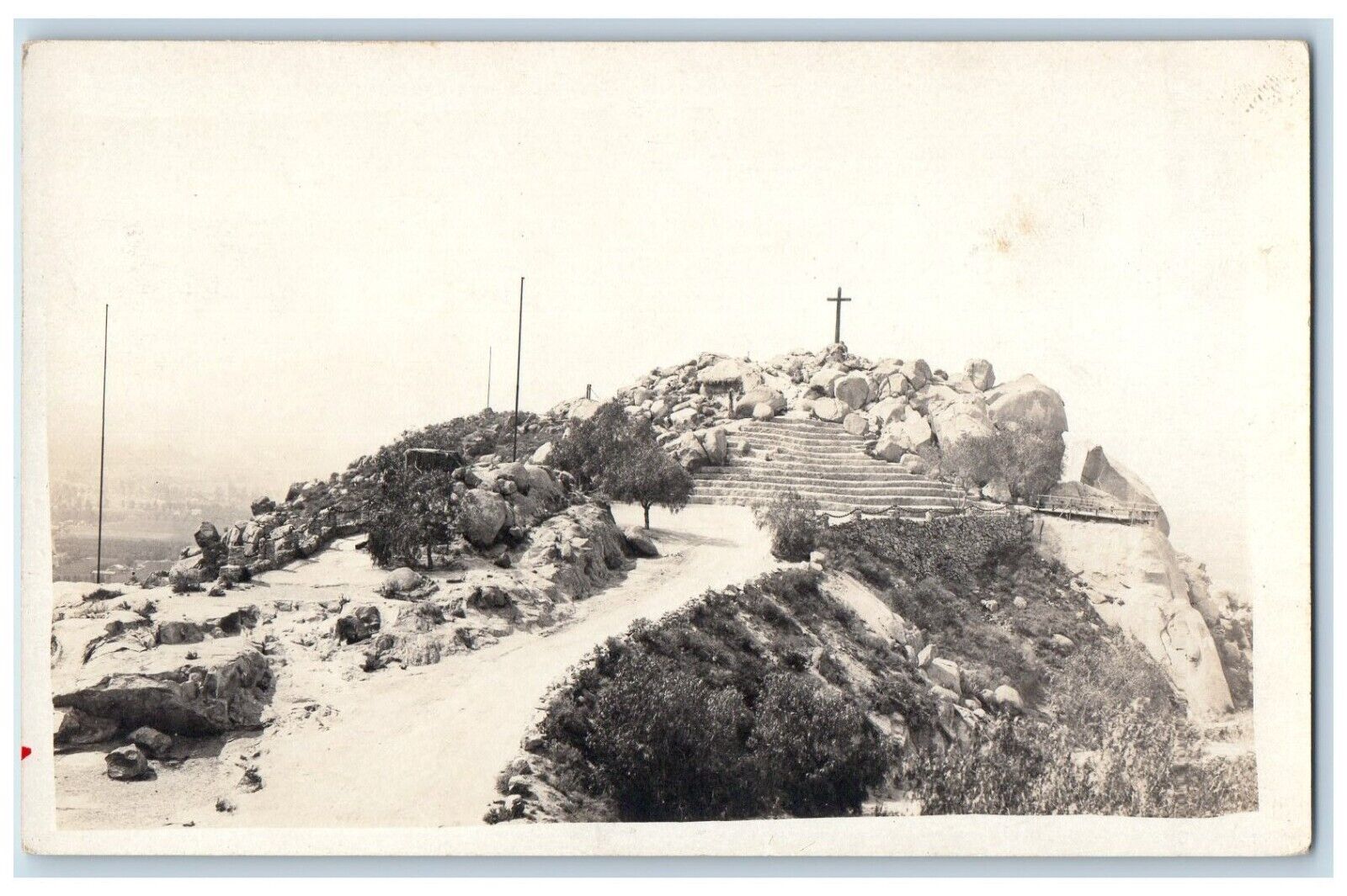 c1920's Mount Rubidoux Cross Riverside California CA RPPC Photo Postcard