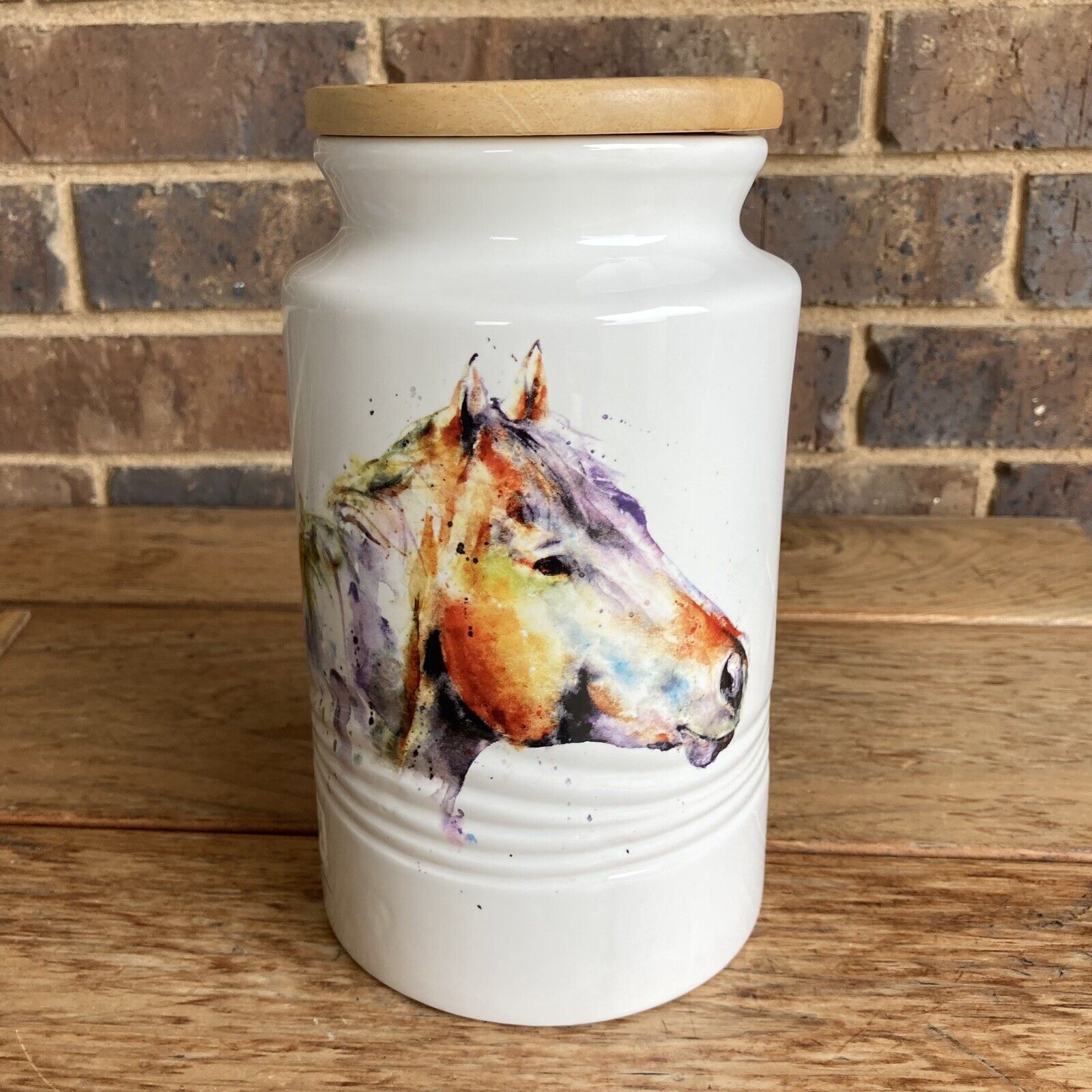 Big Sky Carvers Dean Crouser Watercolor Good Lookin’ Horse Ceramic Canister