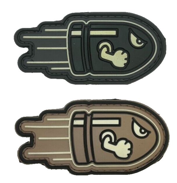 Angry Flying Bullet Tactical Patch 2 PC Bundle Grey/T -3D-PVC Rubber 3.0 X 1.5