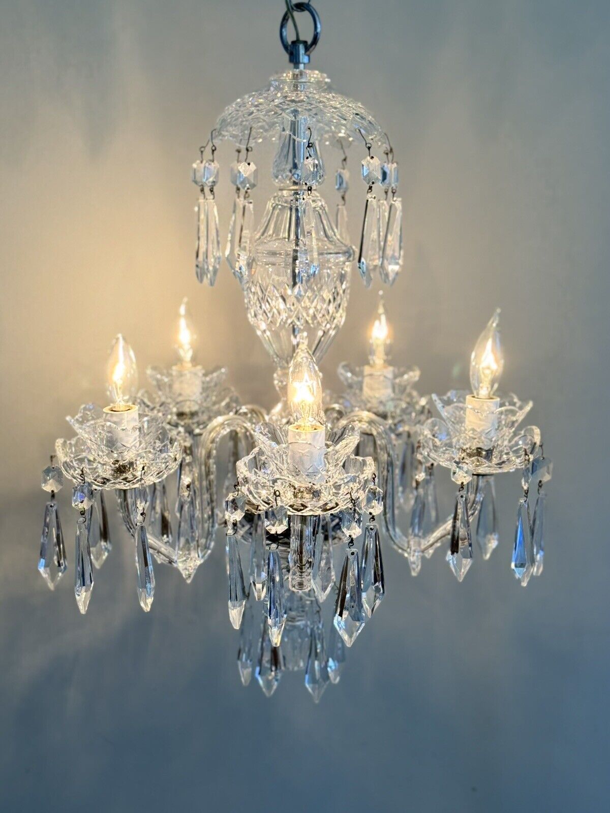 AVOCA WATERFORD Authentic Crystal Chandelier 5 Arm Ceiling Light