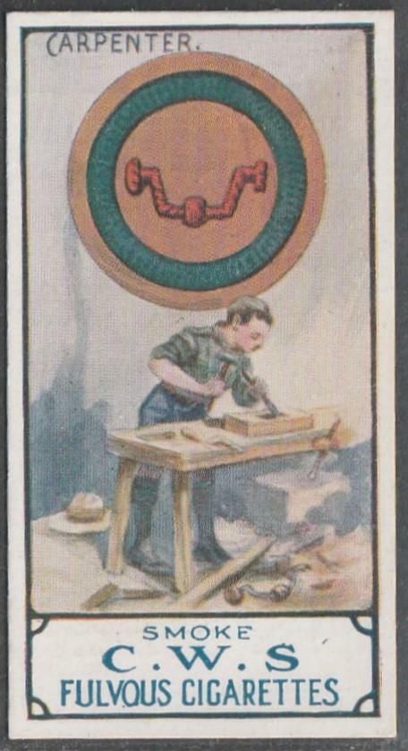 CWS Boy Scouts, Fulvous Cigarettes, 1912, No 10, Carpenter (very rare)