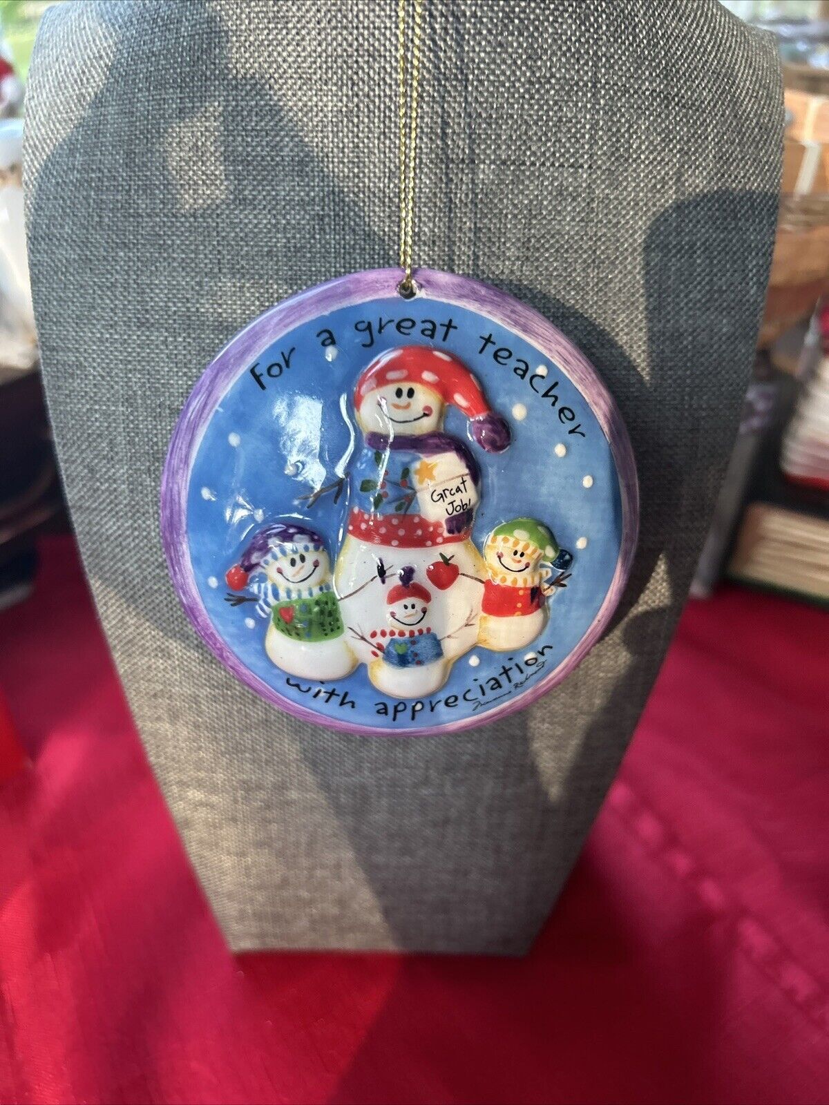 Snowman Ceramic TEACHER Ornament