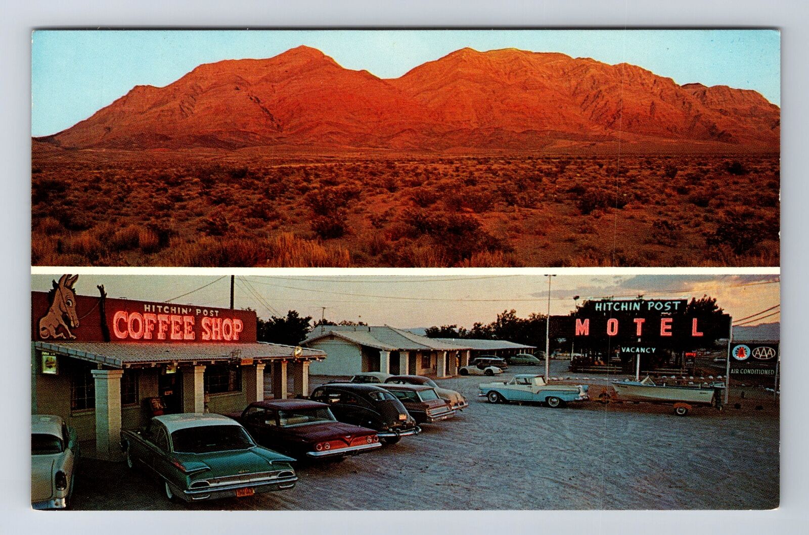 Las Vegas NV-Nevada, Hitchin' Post Motel, Advertising, Vintage Postcard