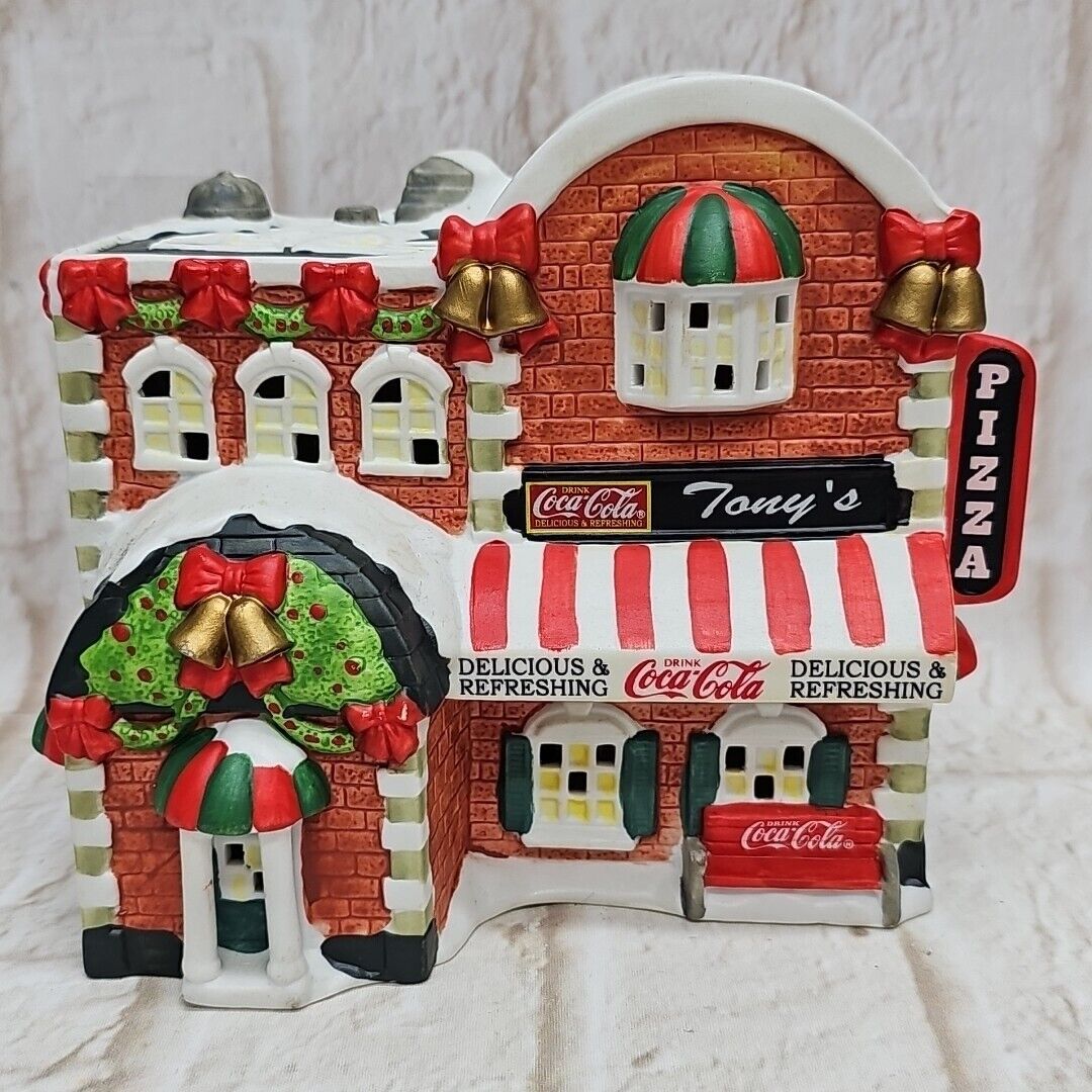 1997 COCA COLA TOWN SQUARE VILLAGE TONY\'S PIZZA LIGHTED BUILDING No Light Cable
