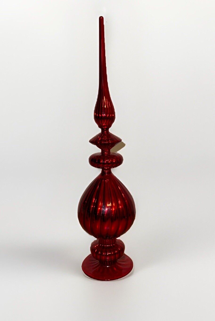 Glass Christmas Finial Free Standing Tabletop Ornament Red