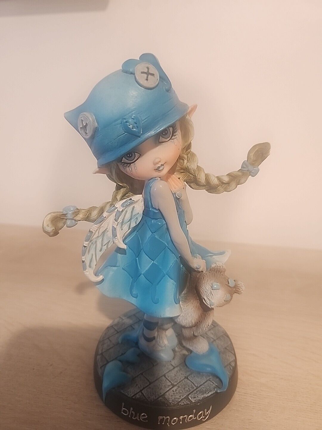Dolly Fae BLUE MONDAY fairy figurine & Teddy Bear Pacific Giftware