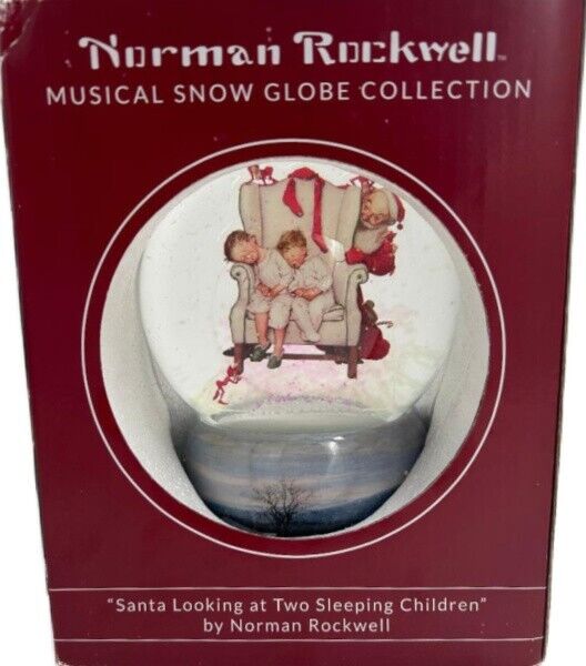 Norman Rockwell 'Santa Looking at Two Sleeping Children Christmas Snow Globe