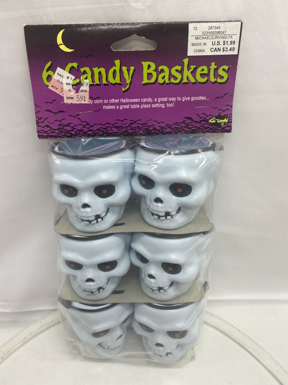 VTG NOS 6 Halloween Candy Baskets Containers Skull Halloween