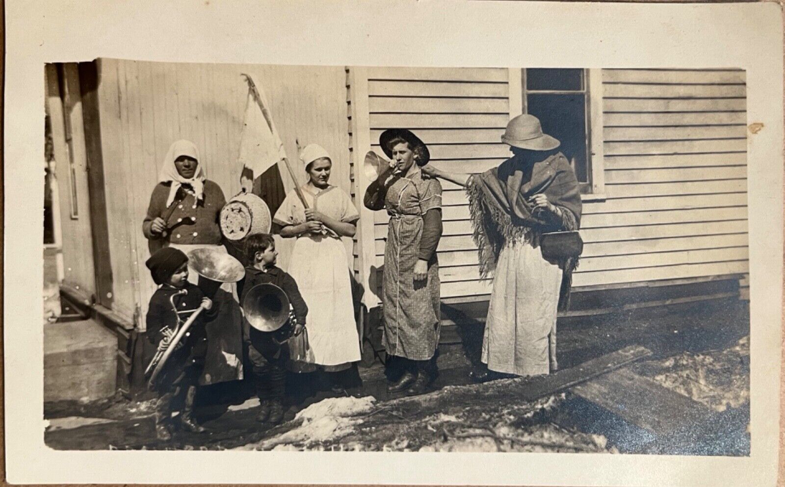 RPPC People in Costume Junk Yard Band Strange Antique Real Photo Postcard c1910