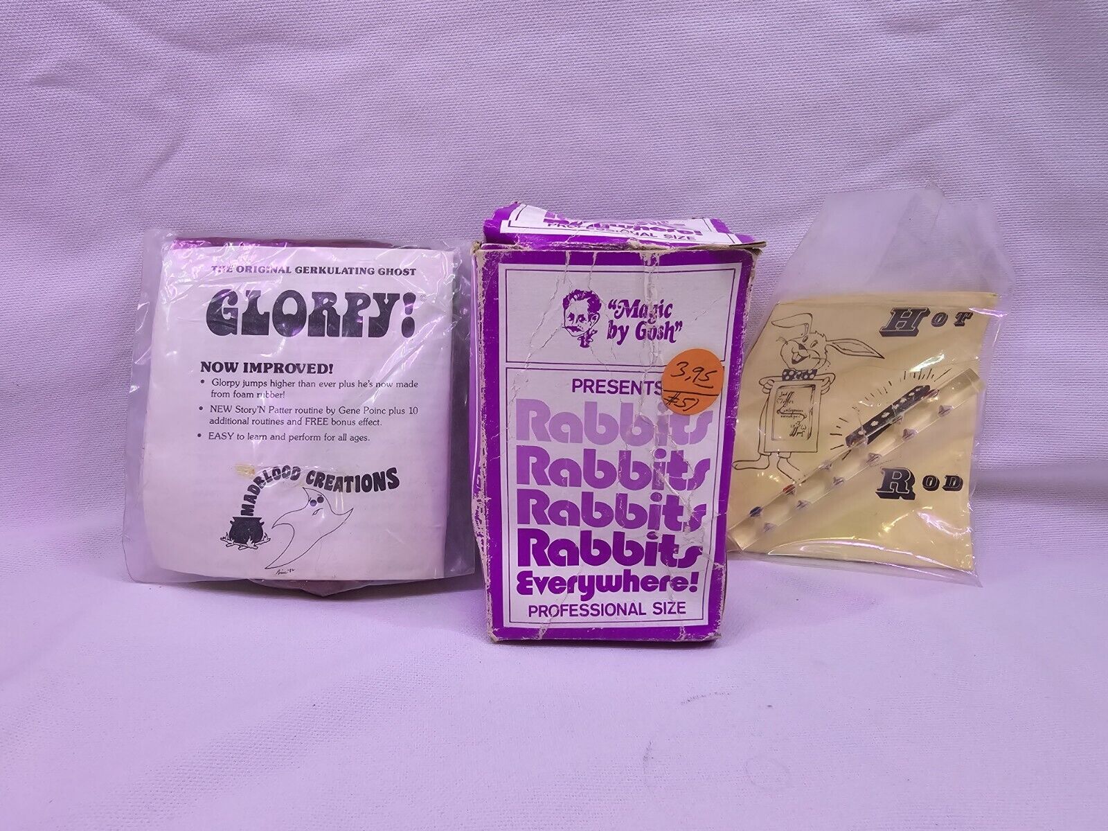 Vintage Magic Items Lot of 3 Glorpy Rabbits Everywhere Hot Rod