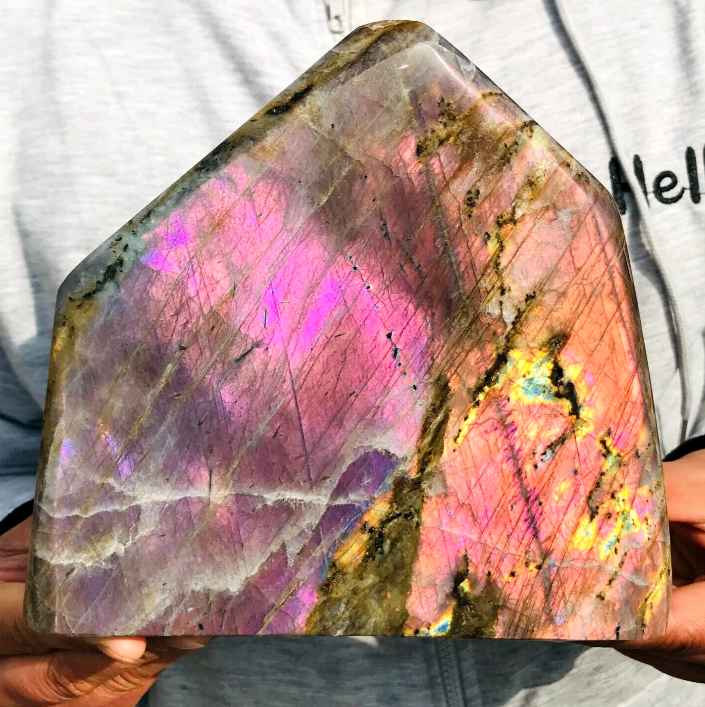 3670g Large Natural Purple Flash Labradorite Crystal Display Specimen Healing