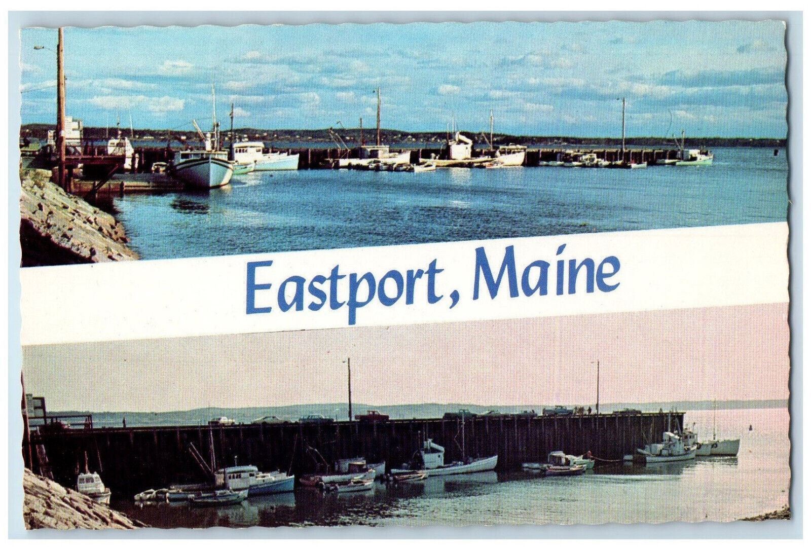 c1960's Multiview, Excursion Boats, Scene of Ocean, Eastport Maine ME Postcard