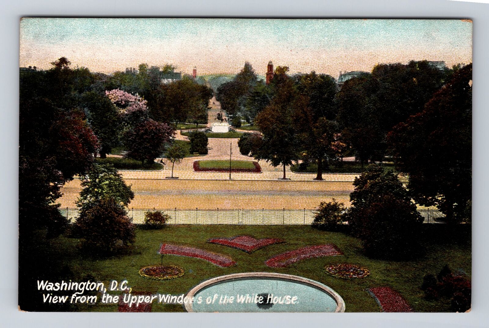 Washington DC-Aerial Upper Winders Of The White House, Antique Vintage Postcard