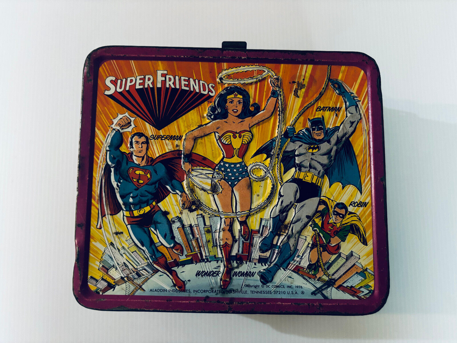 Vintage 1976 DC Comics Super Friends Lunchbox by Aladdin - Damaged
