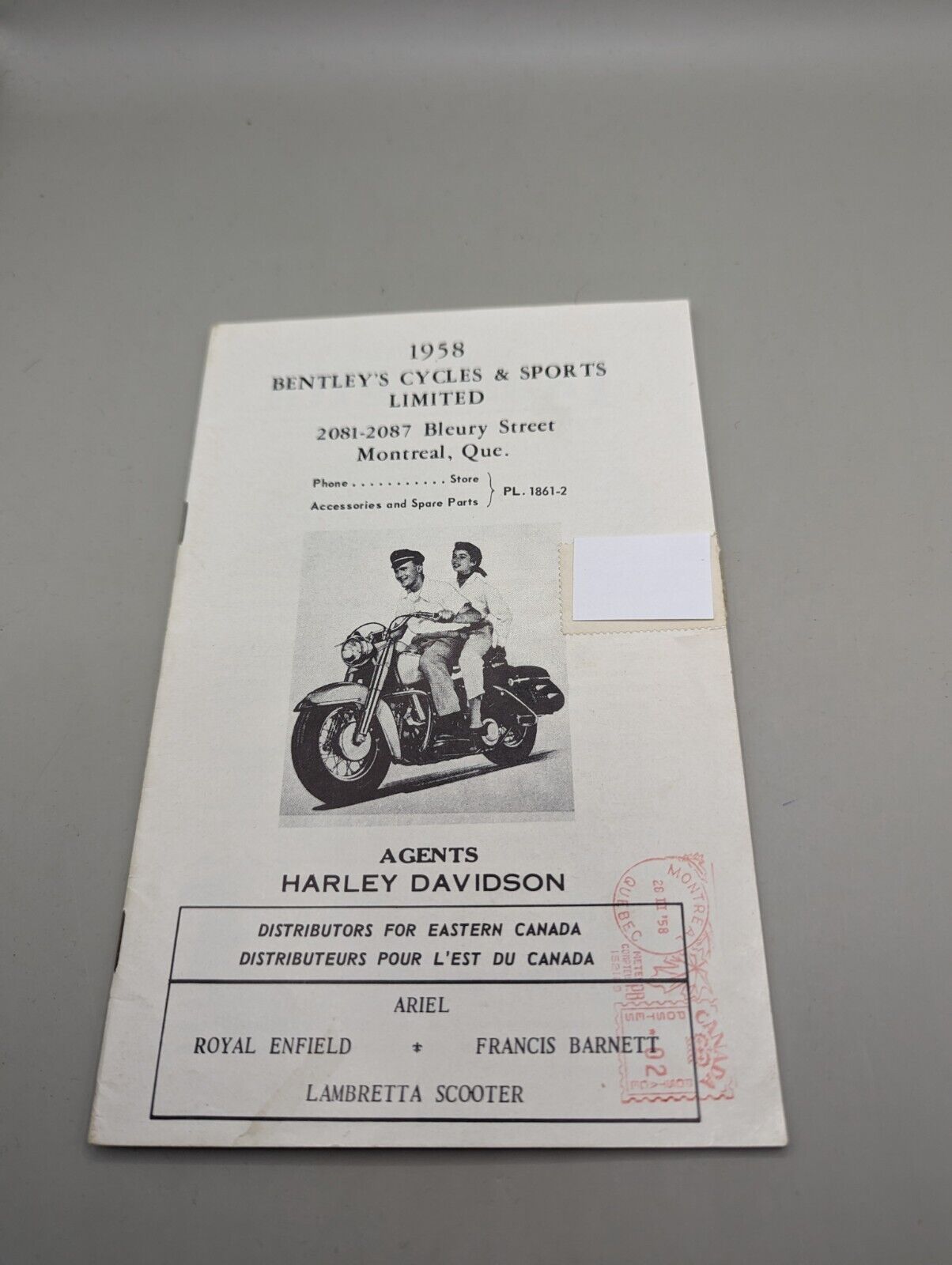 Vintage 1958 Bentley's Motorcycle Catalog Agent For Harley-Davidson & Lambretta