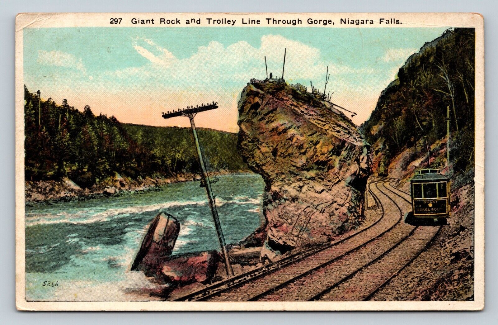 Giant Rock & Trolley Line Through Niagara Falls Gorge VINTAGE Postcard