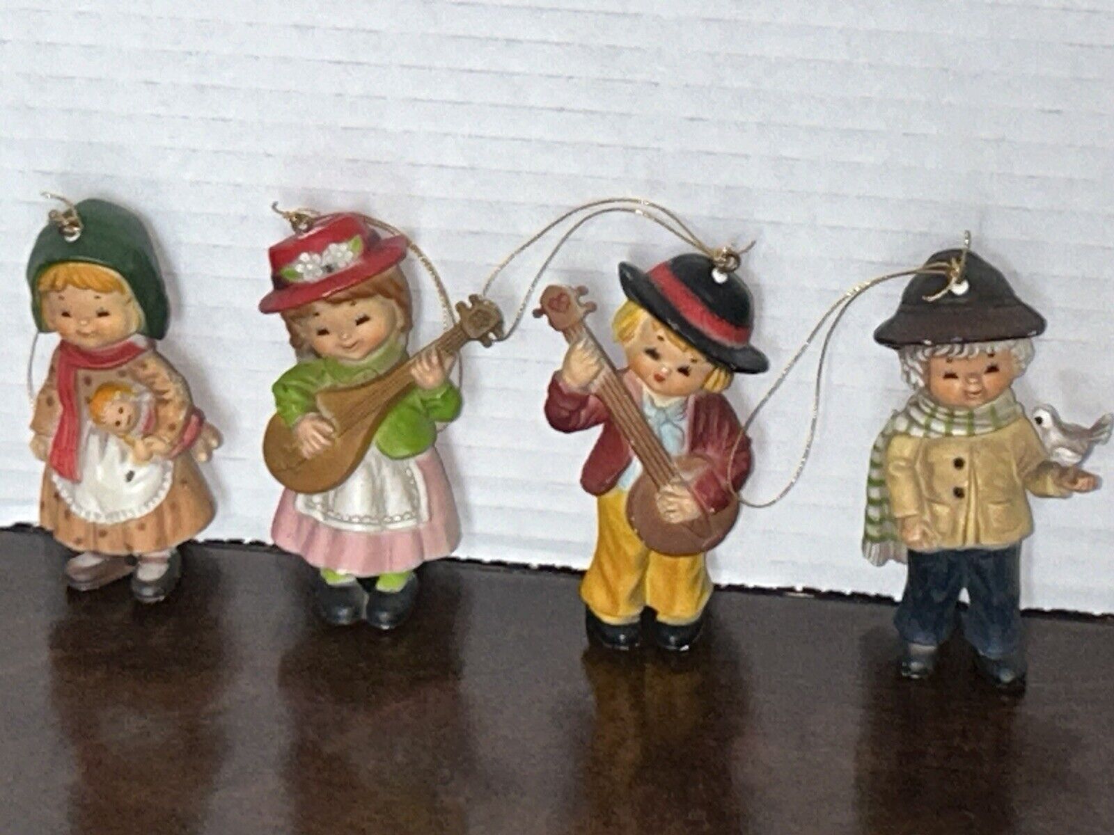Lot of 4 Vintage 1980's Bradford Plastic Children Boys Girls Christmas Ornaments