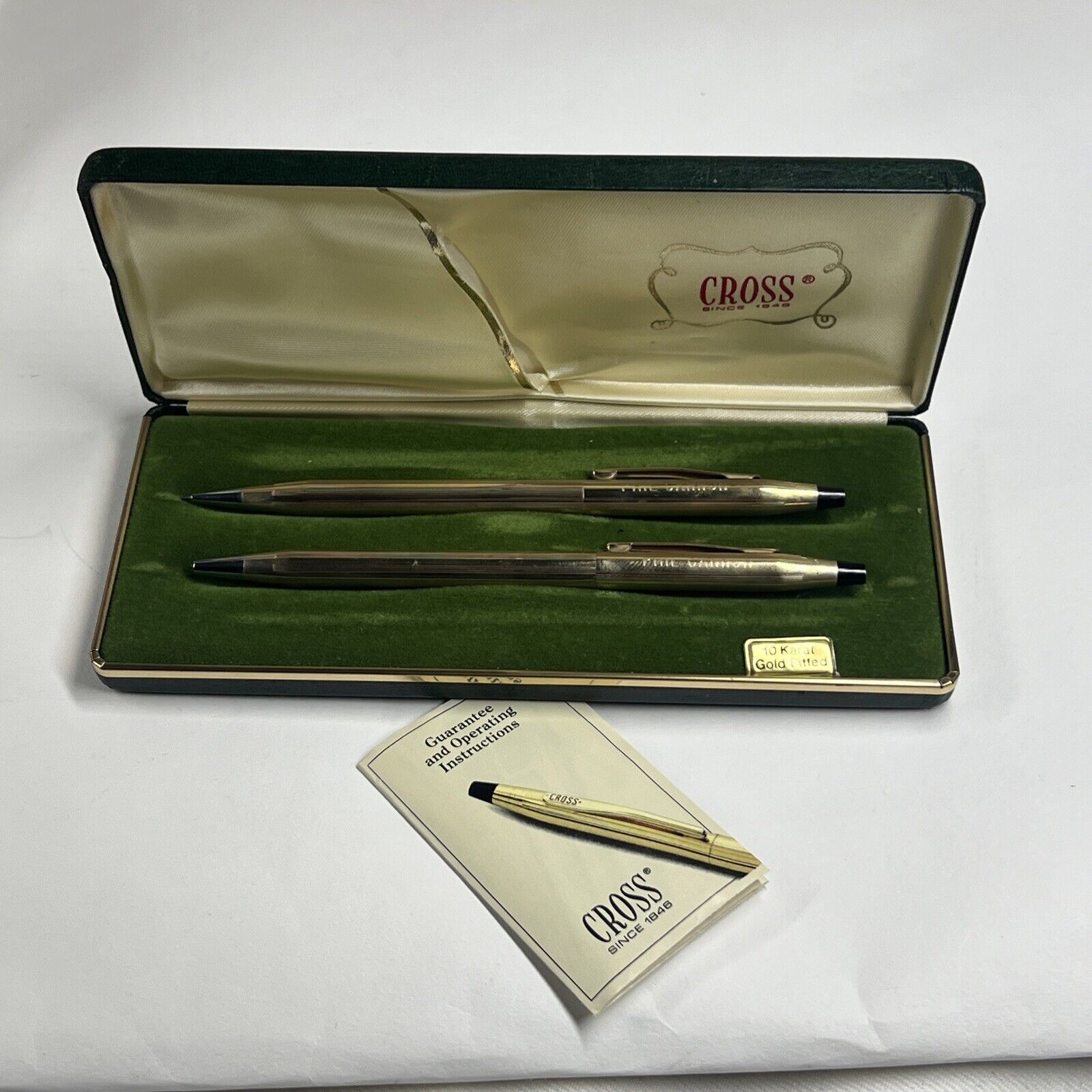Elegant CROSS Pencil and Pen Set MIB 10k Gold Filled “Phil Cannon”