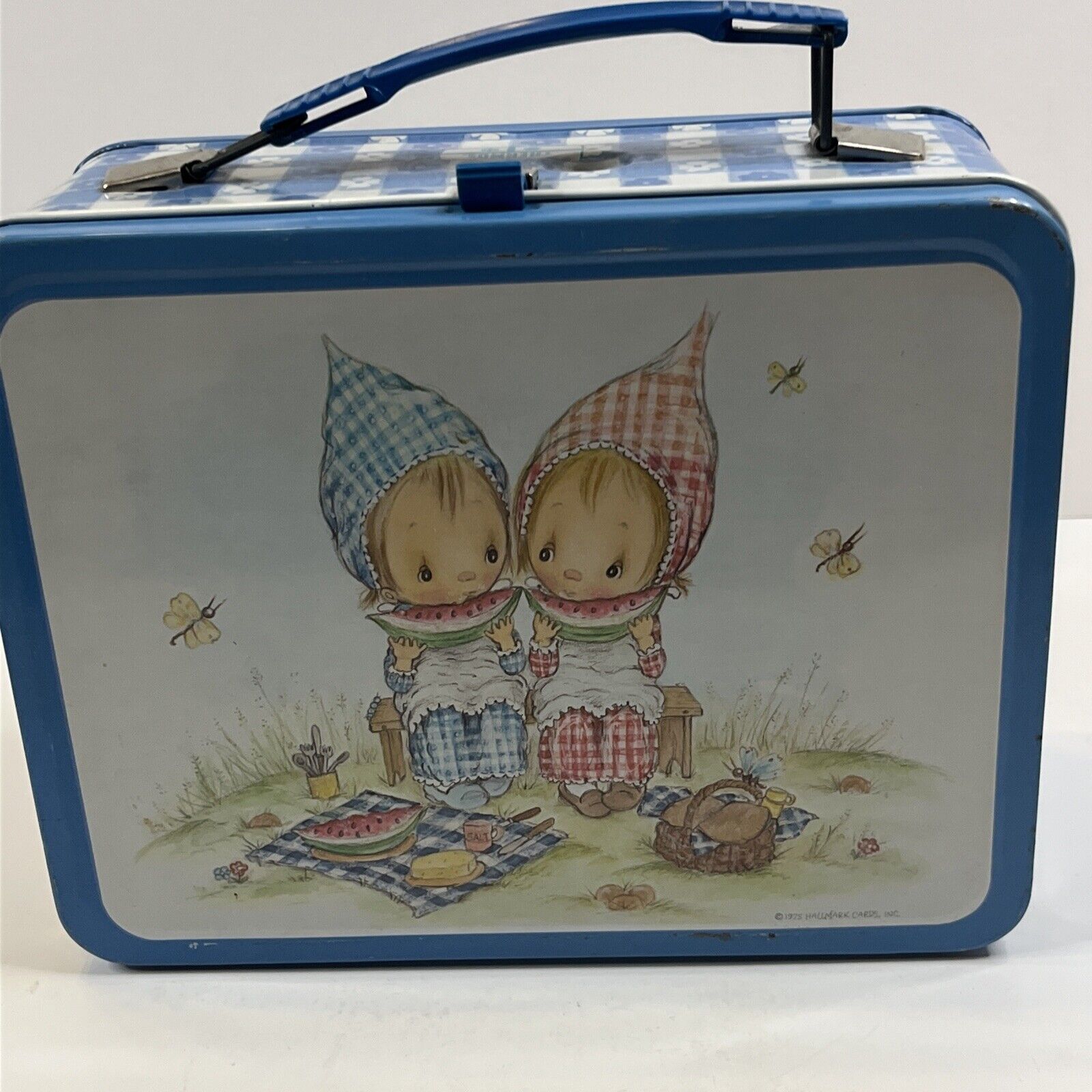Vintage 1976 Hallmark Cards Thermos Precious Moments Tin Lunchbox WITH THERMOS