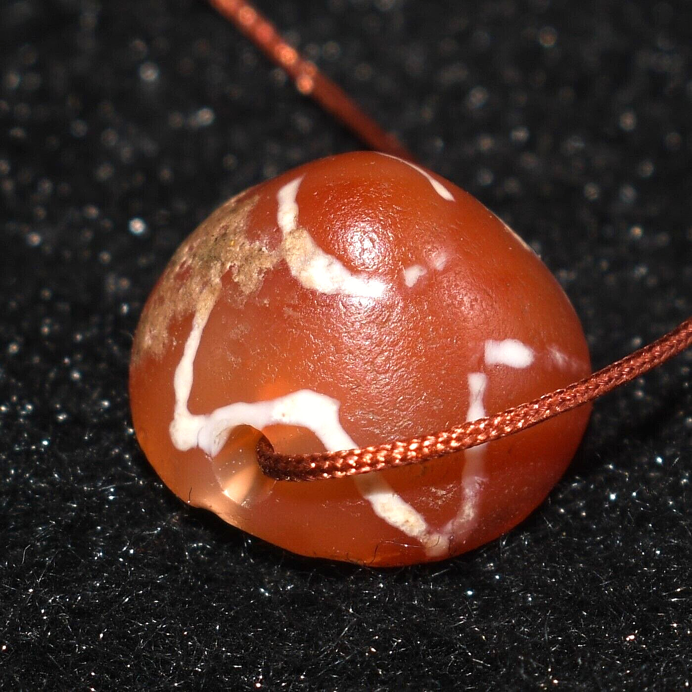 Ancient Very Old Etched Carnelian Bead with Rare Pattern over 2000 Years Old