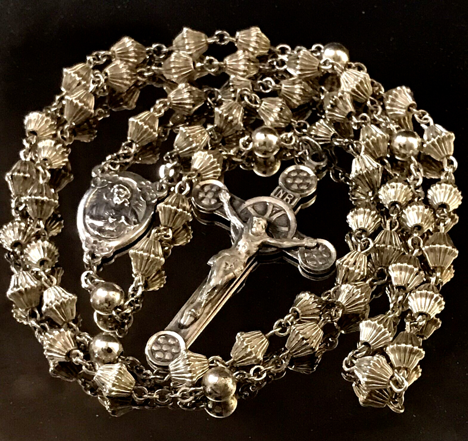 VINTAGE ALL SOLID STERLING SILVER ROSARY - 20
