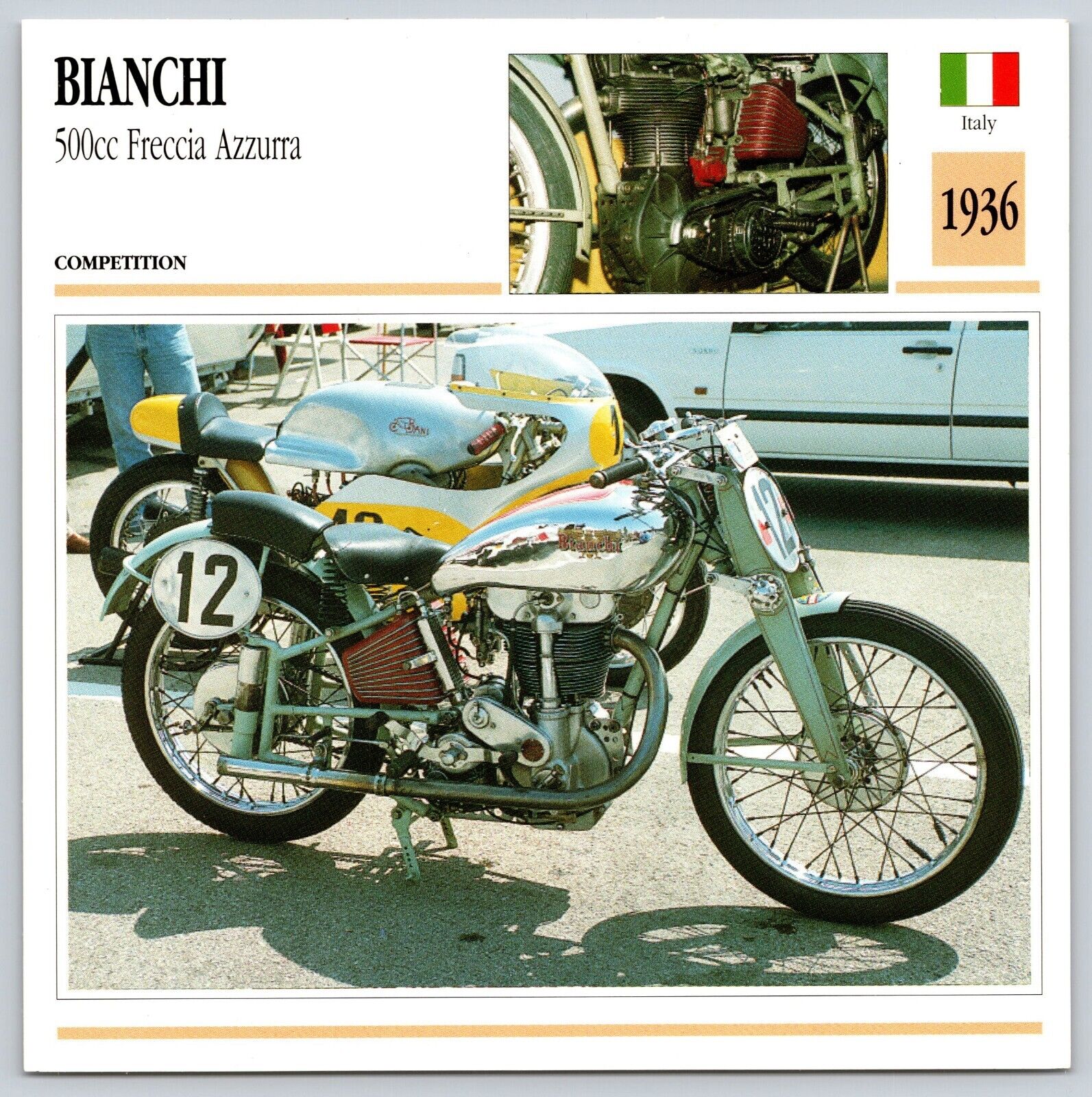 Bianchi 500cc Freccia Azzurra 1936 Italy Edito Service Atlas Motorcycle Card