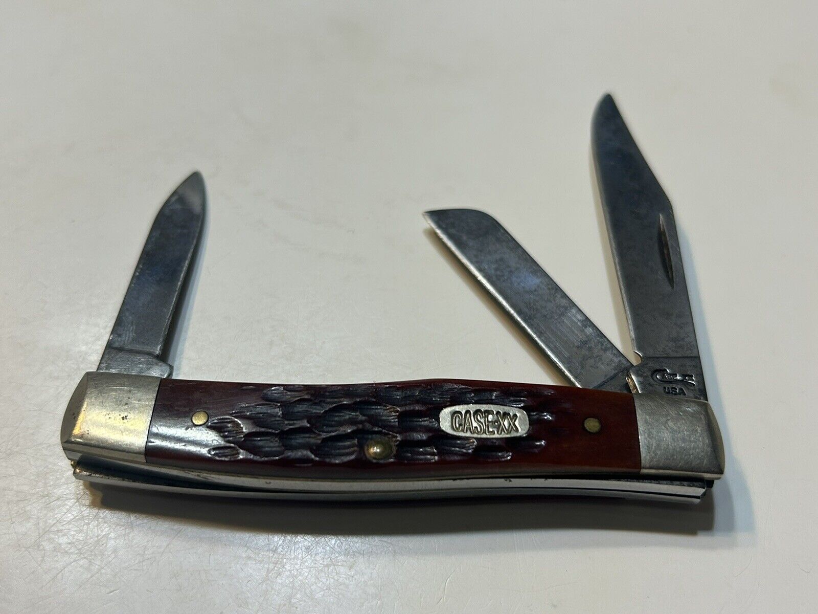 CASE Vintage Pocket knife XX 63032 CV  Brown Red Bone 1993-99