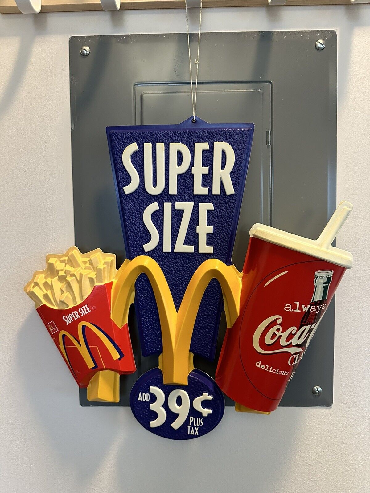 Vintage 1997 McDonalds SUPER SIZE Bubble Hang Sign Pop Art 90s Decor  Coca-Cola
