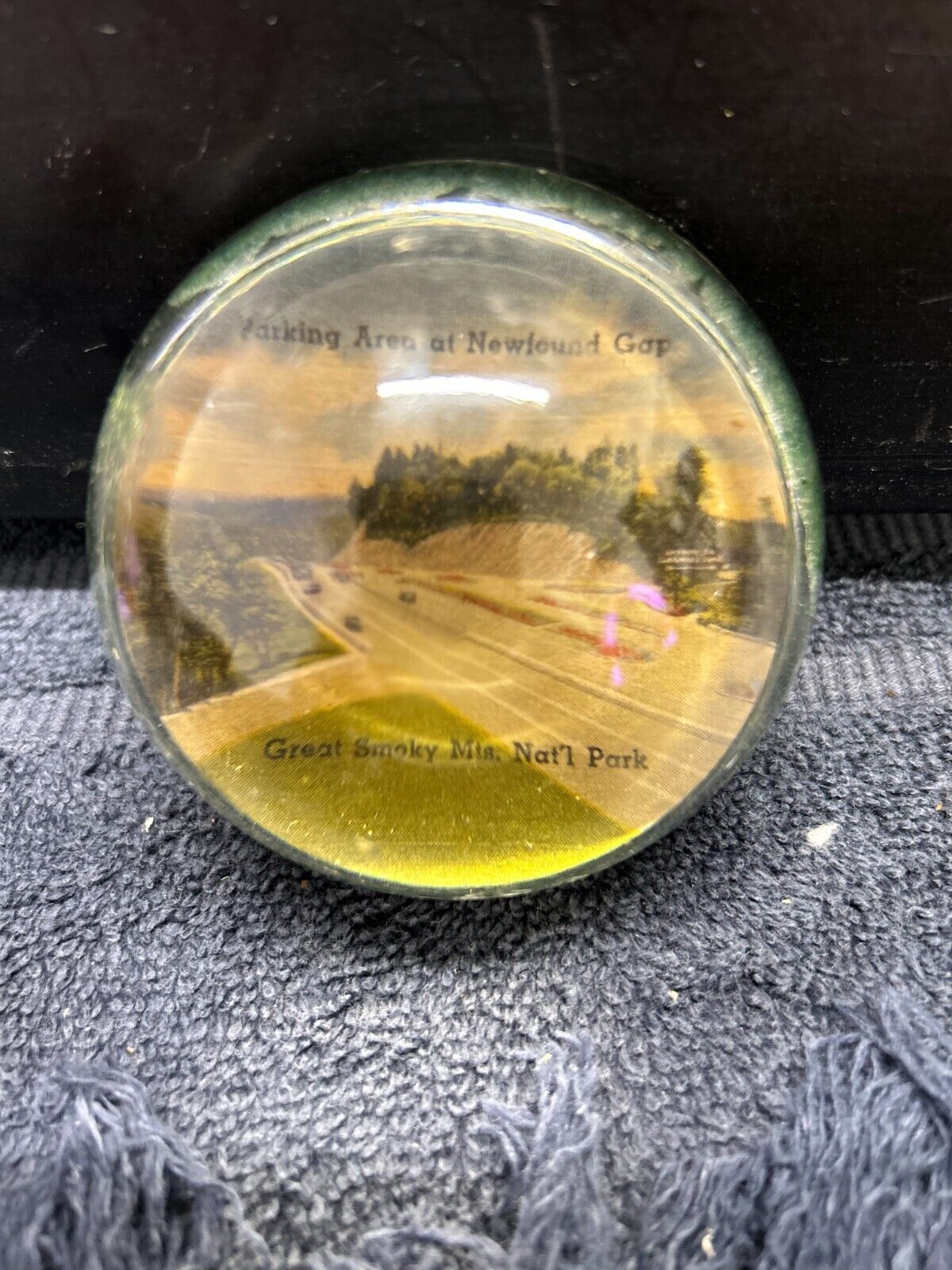 Vintage Newfound Gap Great Smoky Mountains Glass Paperweight