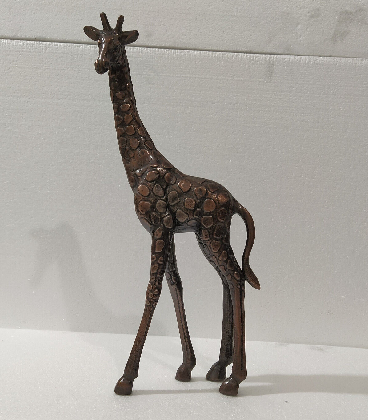 Metal Giraffe Sculpture Table Top Figurine Statue 17 inch Copper Antique Finish