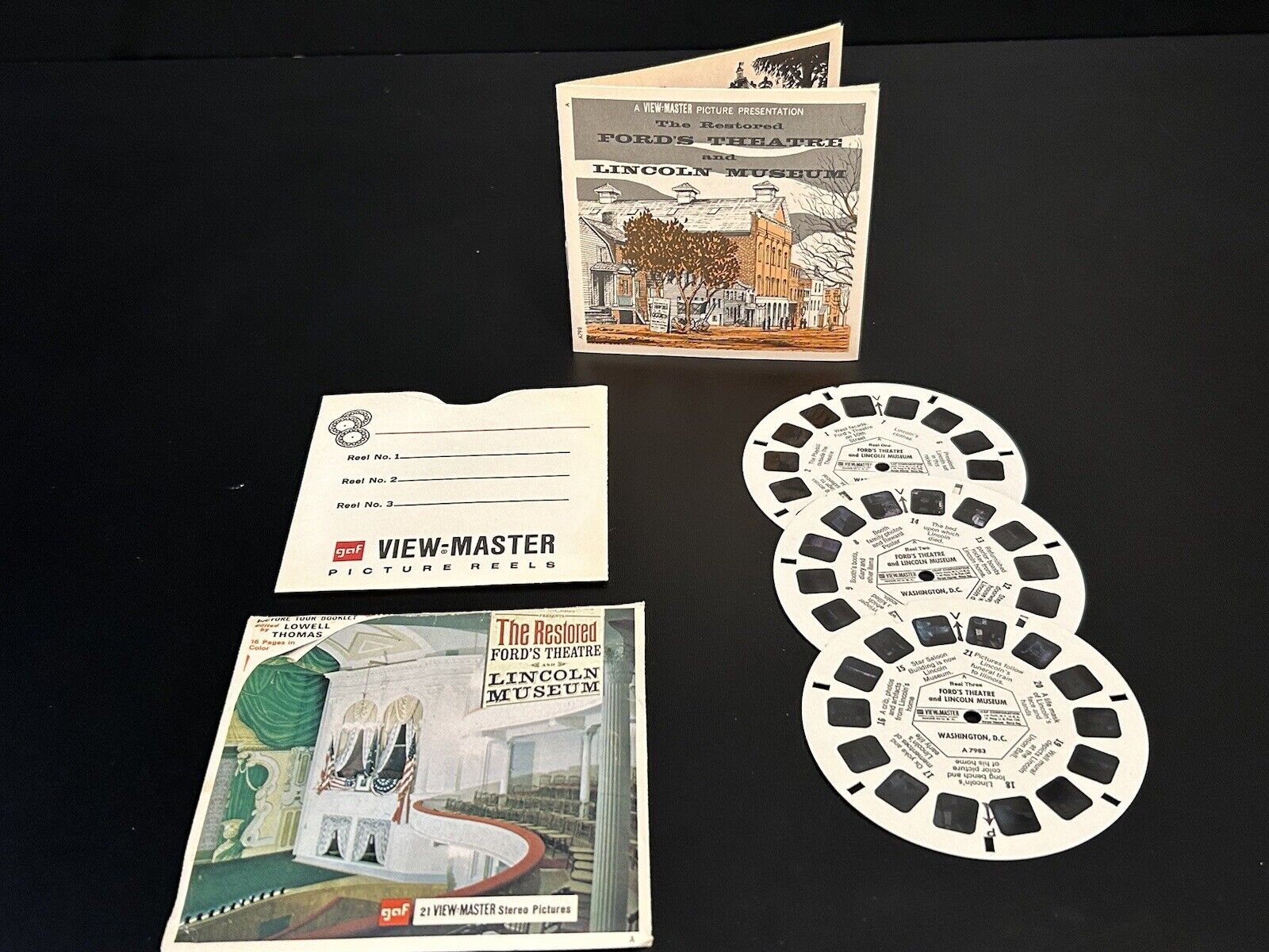 Gaf A798 Restored Ford\'s Theatre & Lincoln Museum D.C. view-master Reels Packet