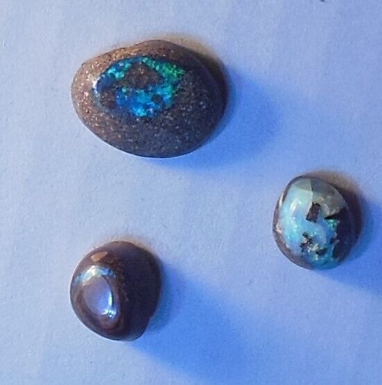 22.9TCW Australian Boulder Opal lot of 3 stones. Winton, Cabs, Rubs, Collectible