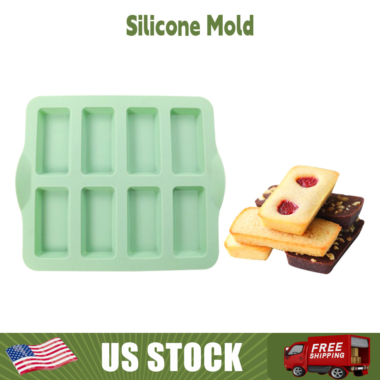 Silicone Mold 8-hole Financier Biscuit Cookie Mousse Chocolate Mold Non-stick