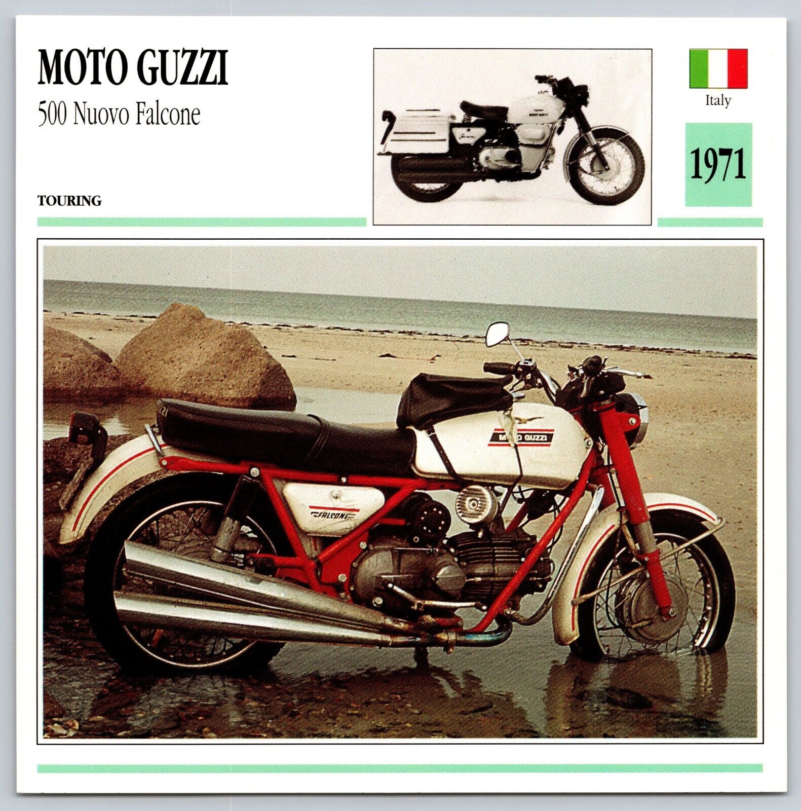 Moto Guzzi  500 Nuovo Falcone 1971 Italy Edito Service Atlas Motorcycle Card