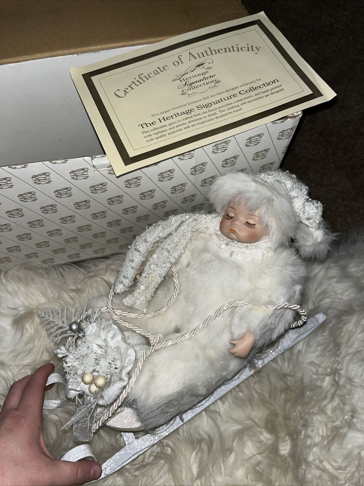Winter Baby Doll Bundled in Faux Fur In Sleigh Heritage Signature Collection 