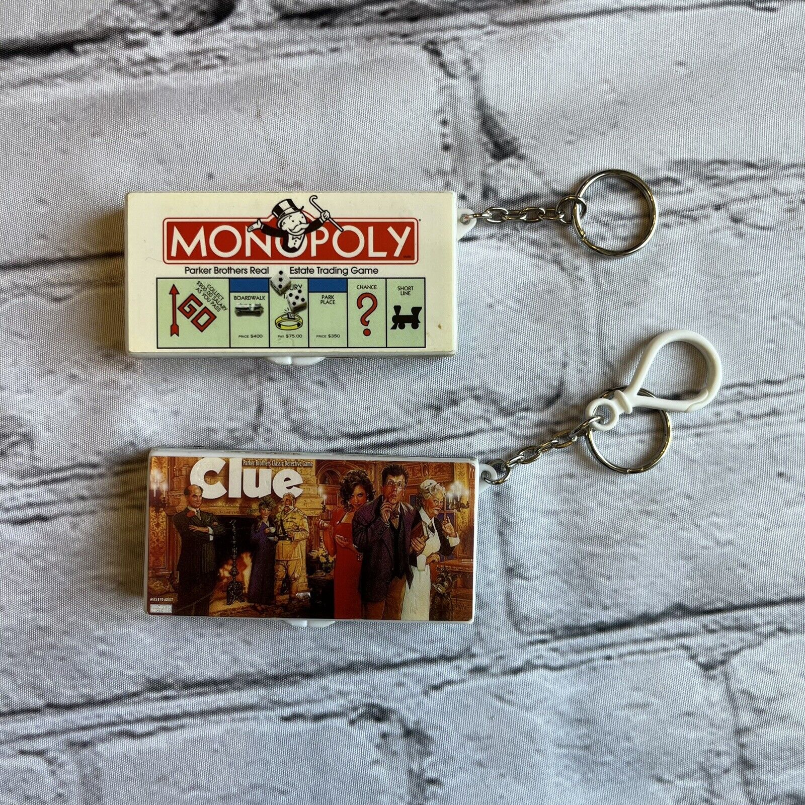Vintage 1998 Board Game Clue Monopoly Mini Keychains