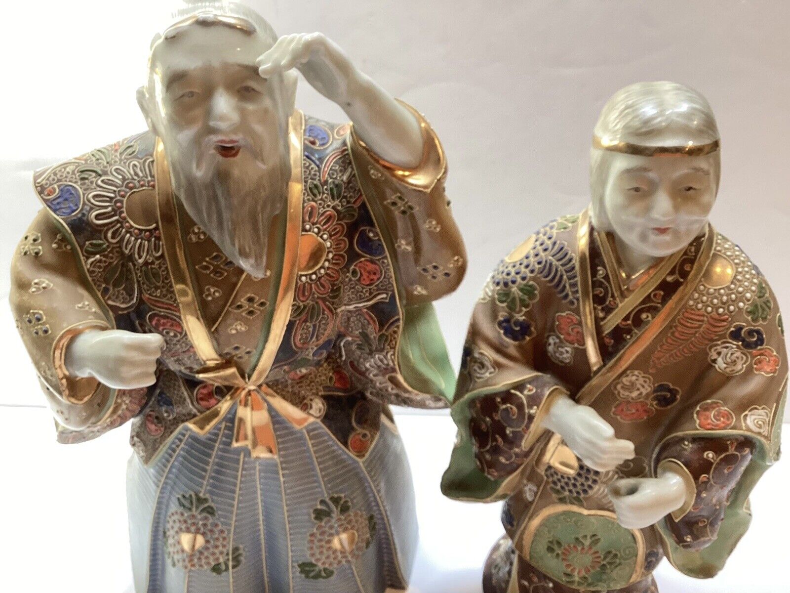 Japanese Kutani Porcelain Couple From Takasago Symbolize Long Life & Happiness