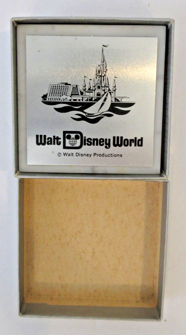 VINTAGE 1970s Walt Disney World Silver Metal & Marble Paperweight 2.5
