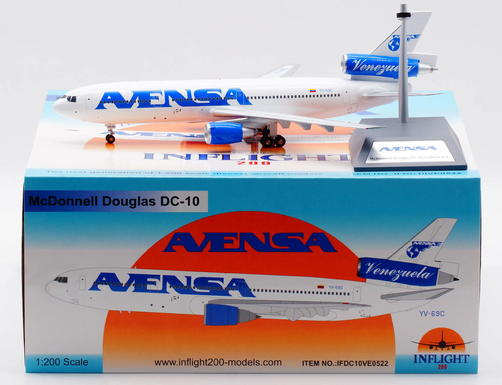 INFLIGHT 1:200 AVENSA McDonnell Douglas DC-10-30 Diecast Aircraft Model YV-69C