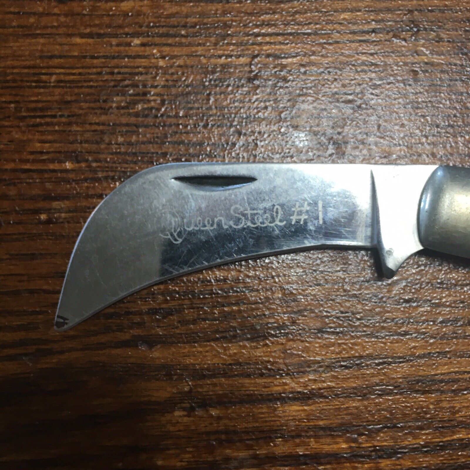 Queen Steel Single Blade Hawkbill #1 Pocket Knife with Wood Handle