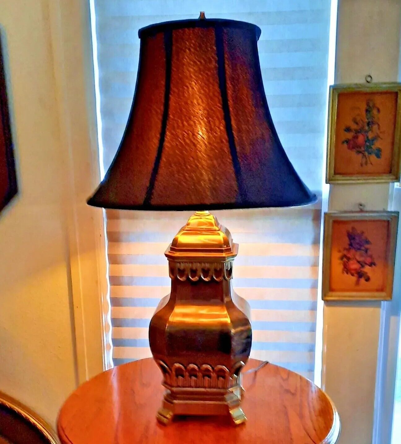 Vintage Brass Table Lamp Urn Ginger Jar Mid-Century Regency HEAVY SOLID ORNATE