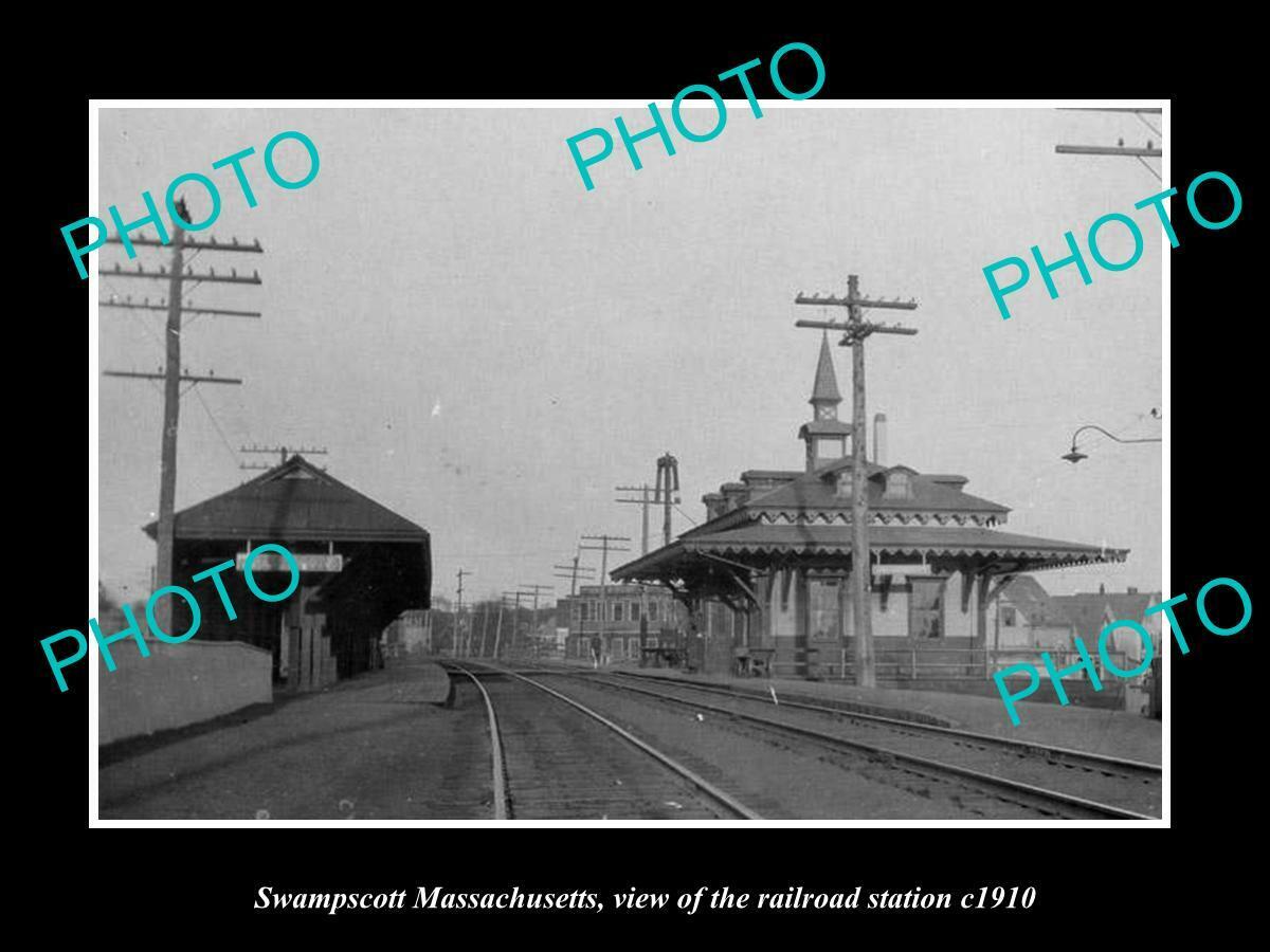 OLD 8x6 HISTORIC PHOTO OF SWAMPSCOTT MASSACHUSETTS THE RAILROAD STATION c1910
