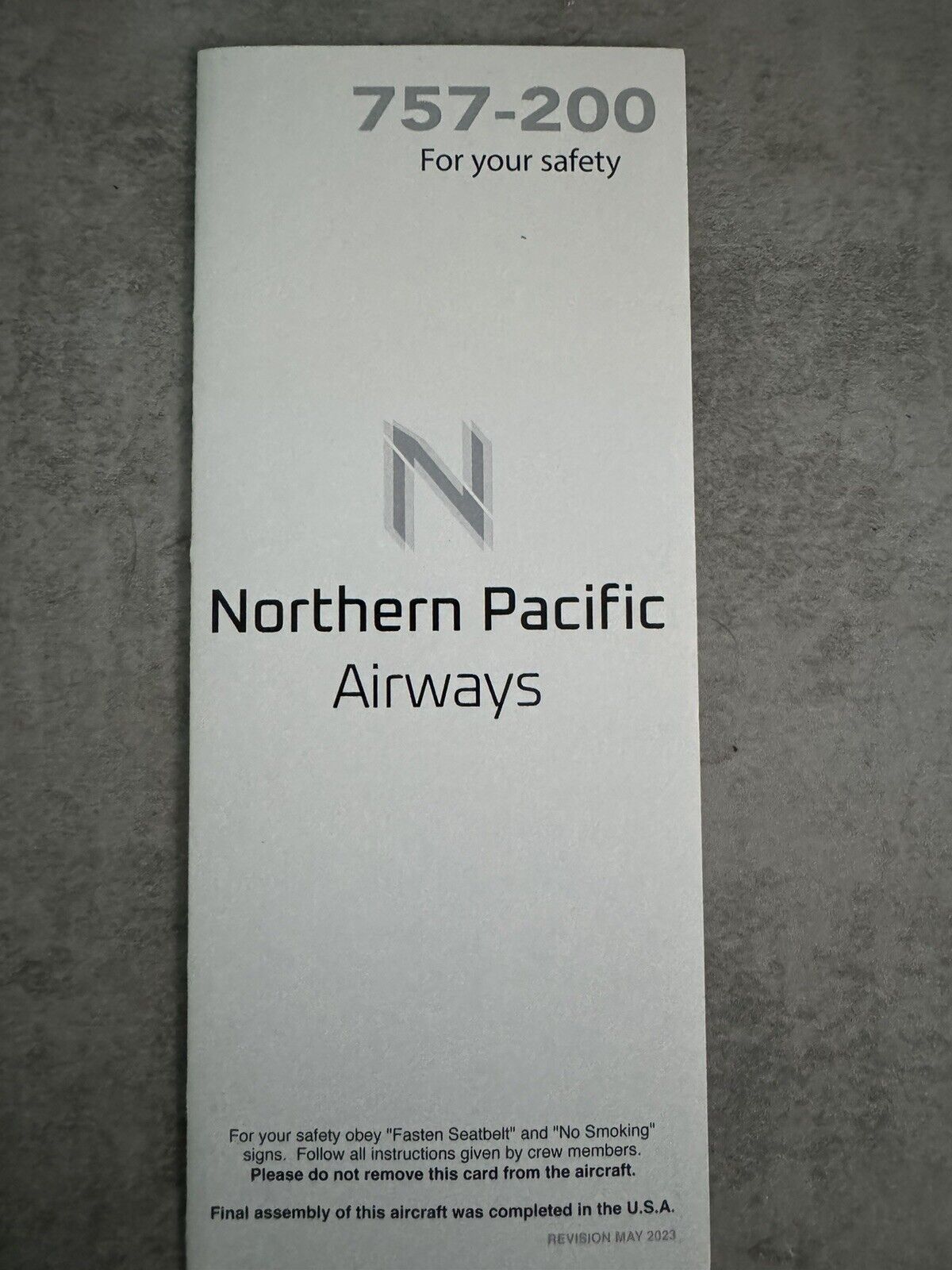 Northern Pacific Airways Boeing 757-200 safety card RARE